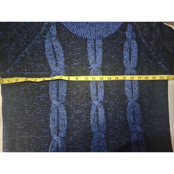 Notations Blue Black Knit Cowl Neck Midi Sweater 3/4 Sleeves XL - Picture 9 of 10